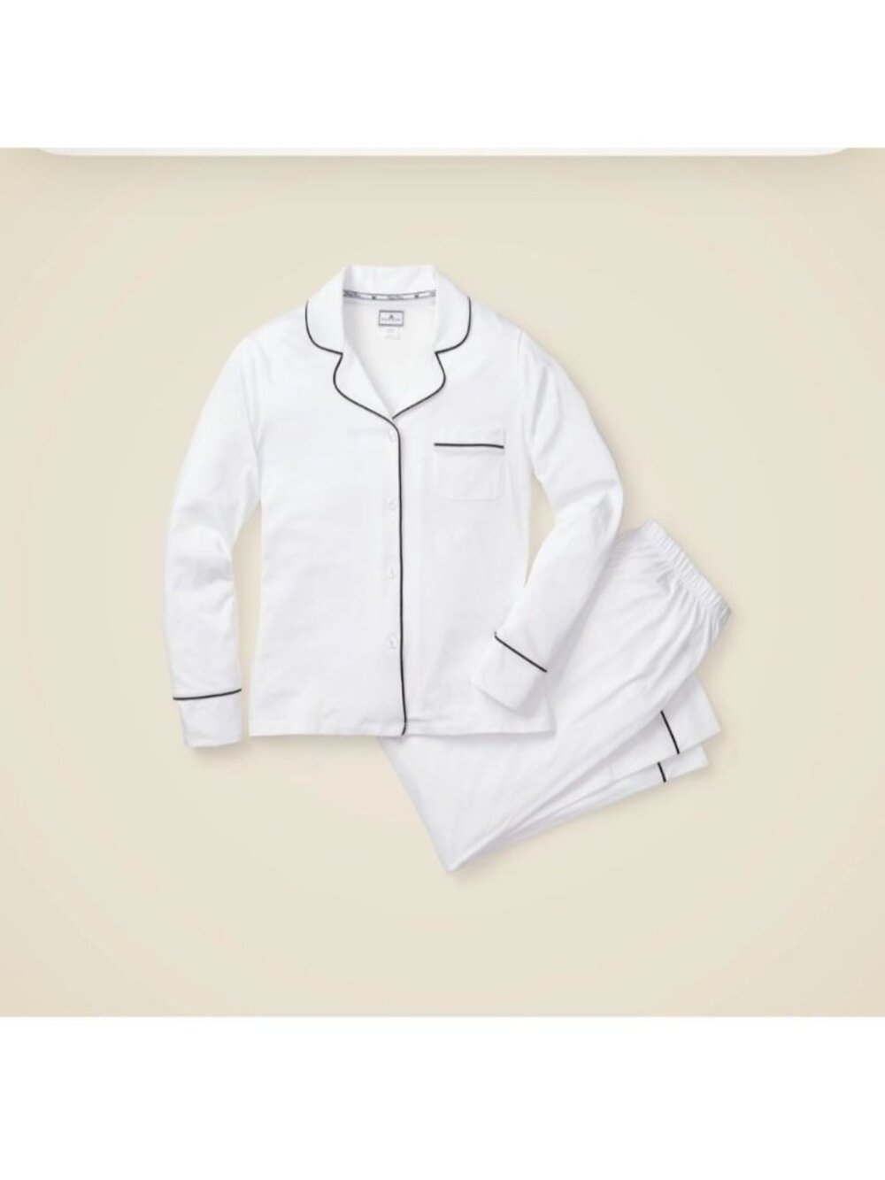Petite Plume White Cotton Pajama Set With Contrast Piping For Kids Size 6